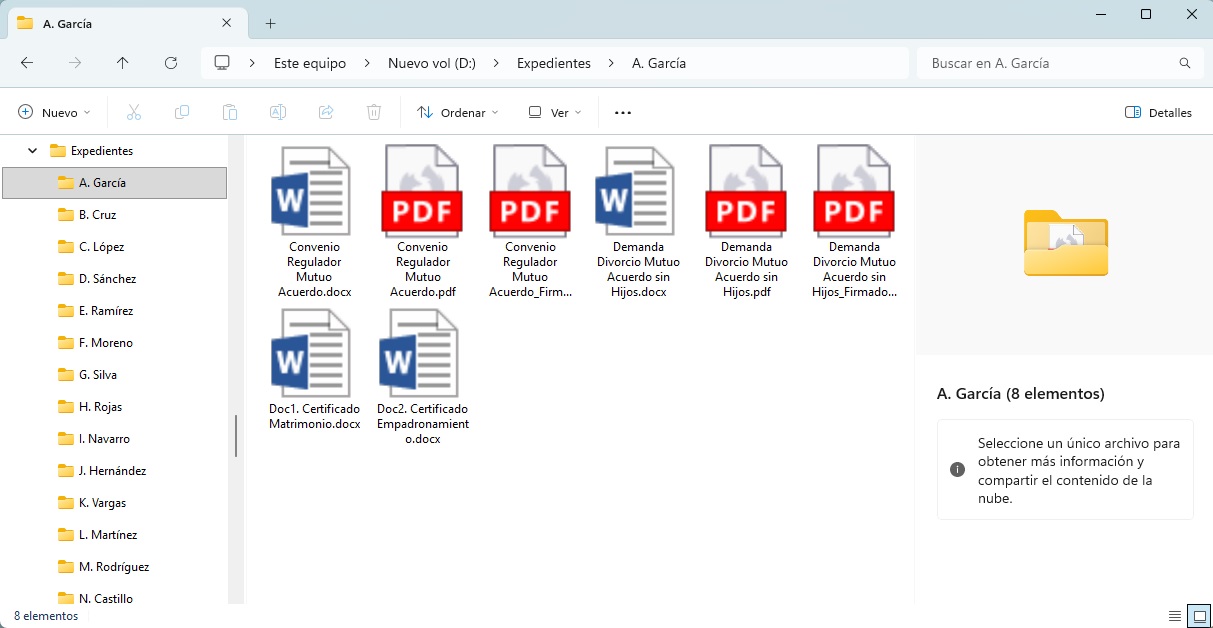 Visualización del expediente desde Windows